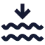 Wavesarrowdown icon with solid sharp style
