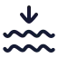 Wavesarrowdown icon with stroke rounded style