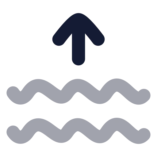 Waves Arrow Up Icon in Bulk Rounded style