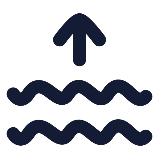 Waves Arrow Up Icon in Solid Rounded style