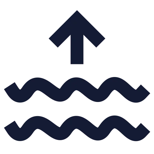 Waves Arrow Up Icon in Solid Sharp style
