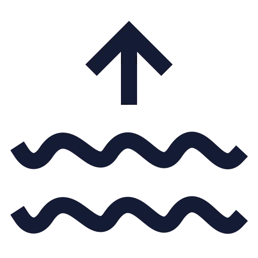 Waves Arrow Up Icon in Stroke Sharp style