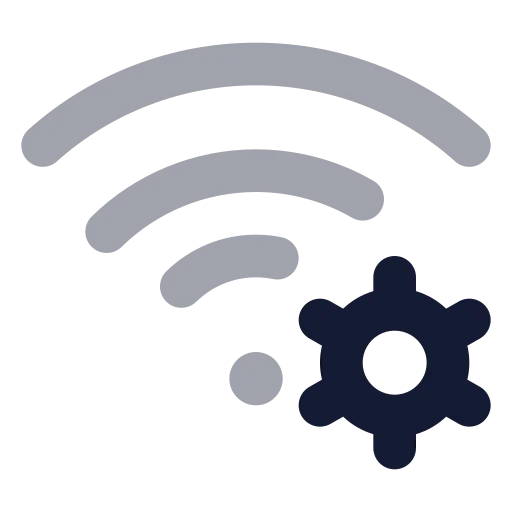 Wifi Cog Icon in Bulk Rounded style
