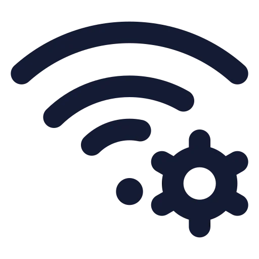 Wifi Cog Icon in Solid Rounded style