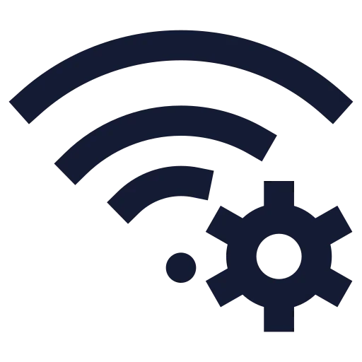 Wifi Cog Icon in Solid Sharp style