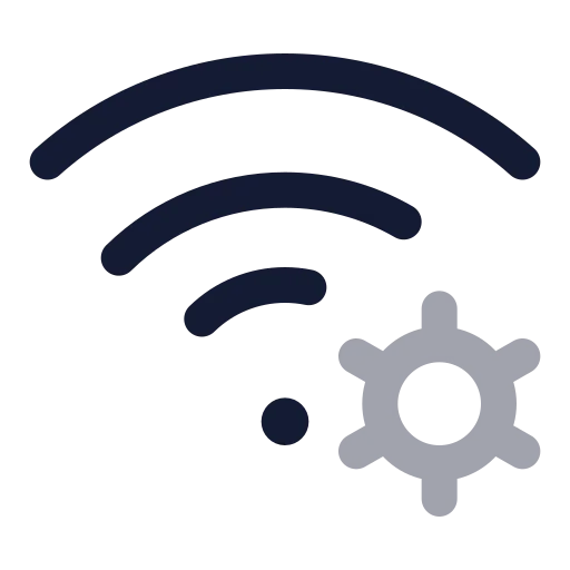 Wifi Cog Icon in Twotone Rounded style