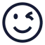Winking icon with stroke sharp style