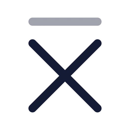 X Line Top Icon in Twotone Rounded style