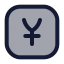 Yensquare icon with duotone rounded style