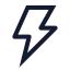 Zap icon with stroke sharp style